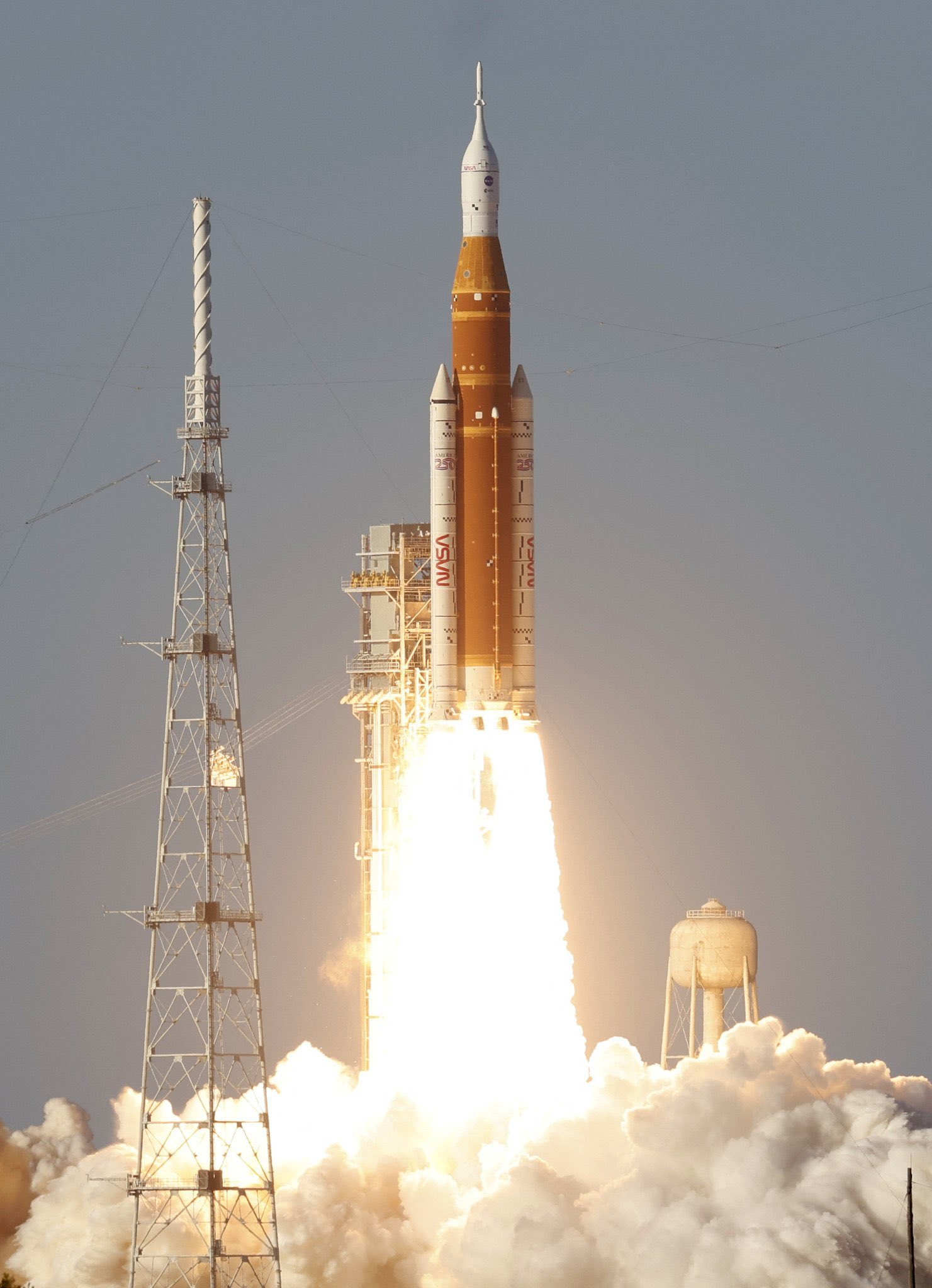 Artemis II lifting off from Kennedy Space Center